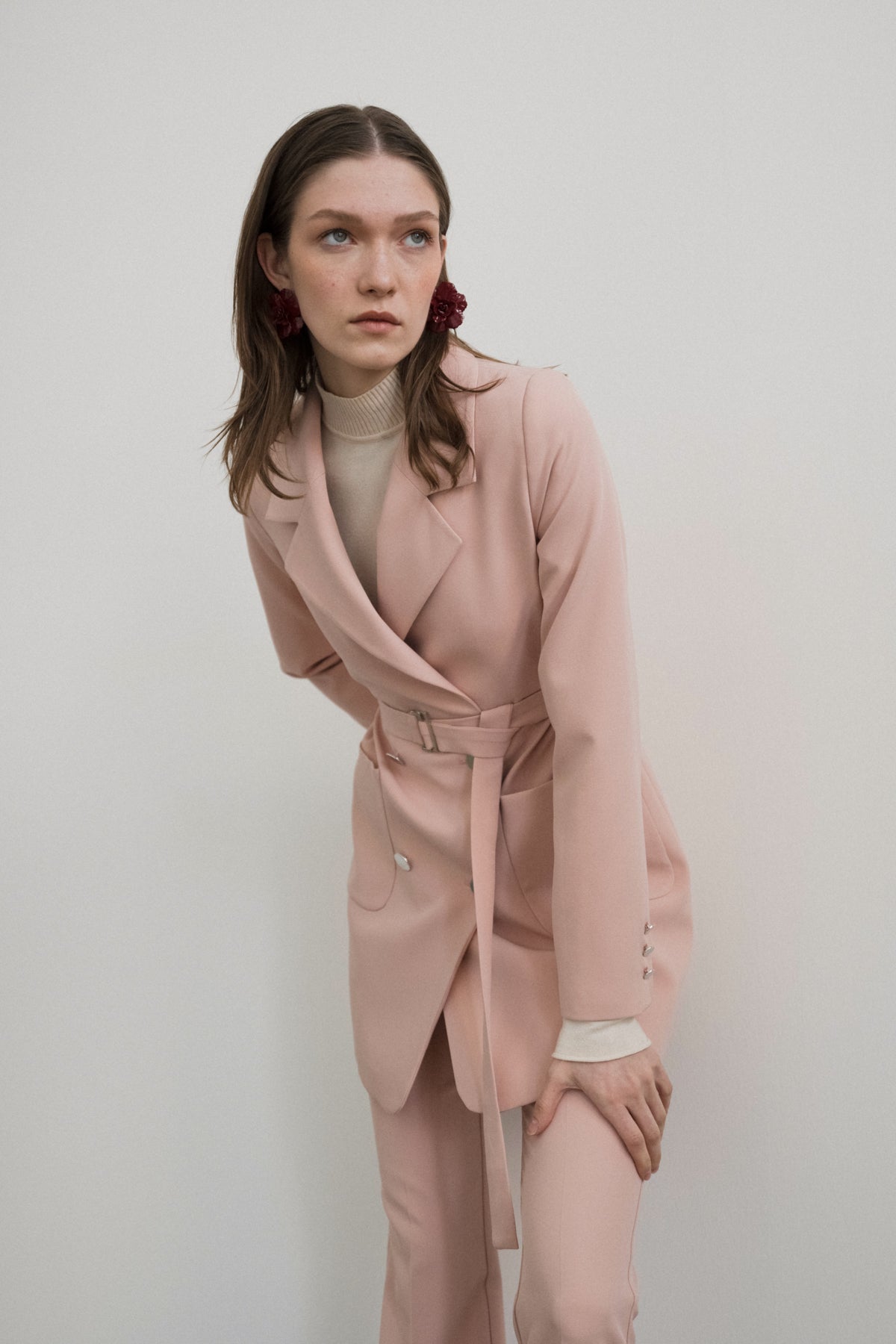 Beli Kuşaklı Blazer Ceket - Somon