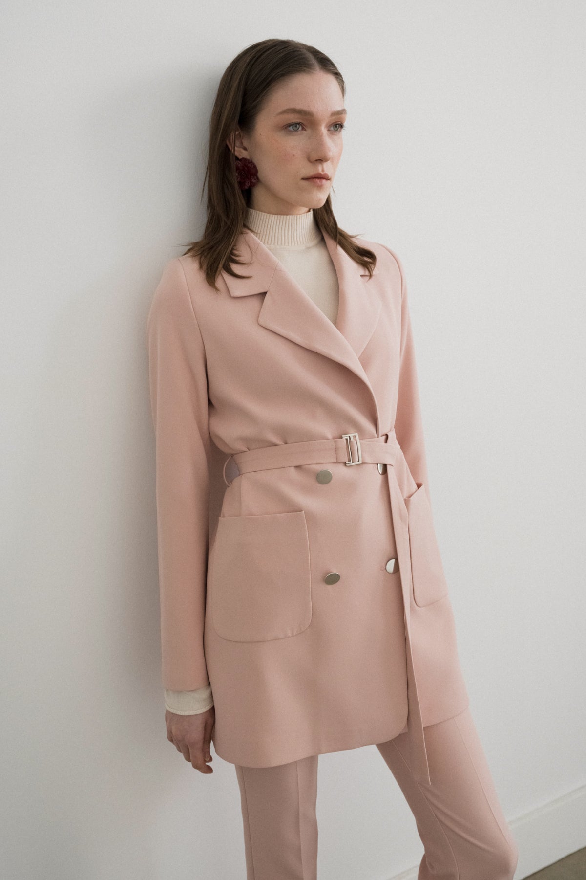Beli Kuşaklı Blazer Ceket - Somon