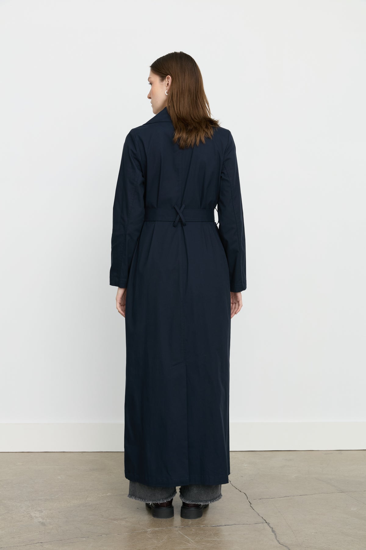Belted Double-Breasted Trench Coat - Navy