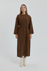 Belted Modal Dress - Light Brown