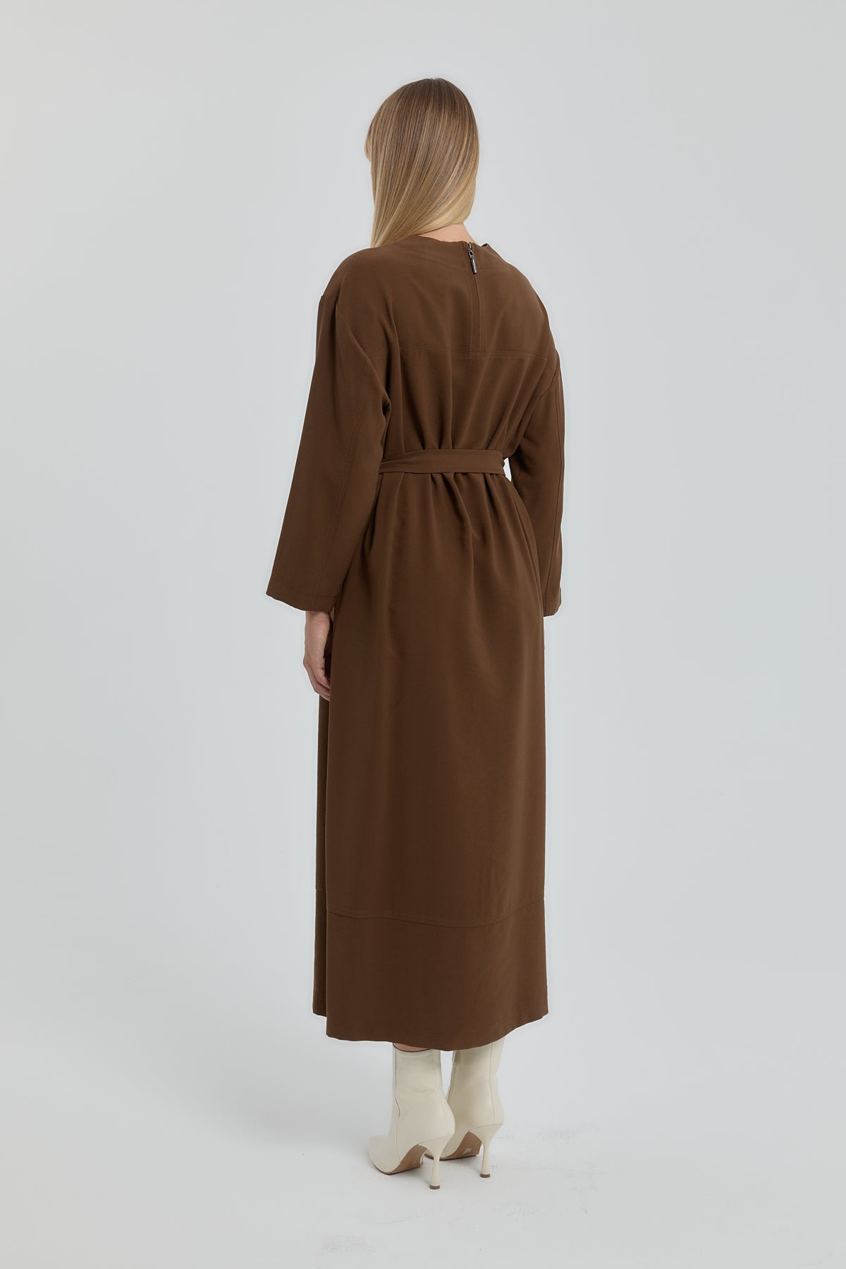 Belted Modal Dress - Light Brown