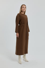 Belted Modal Dress - Light Brown