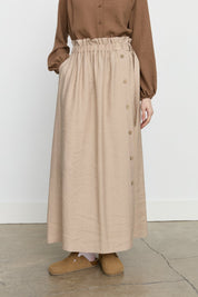 Tencel Skirt with Elastic Waistband and Accessory Details - Beach