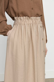 Tencel Skirt with Elastic Waistband and Accessory Details - Beach