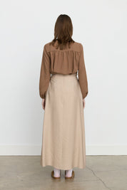 Tencel Skirt with Elastic Waistband and Accessory Details - Beach
