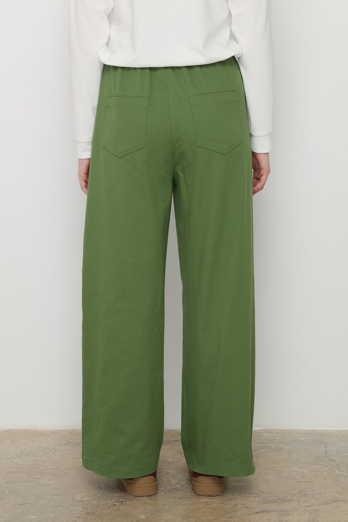 Beli Lastikli Bol Paça Kanvas Denim Pantolon - Amazon