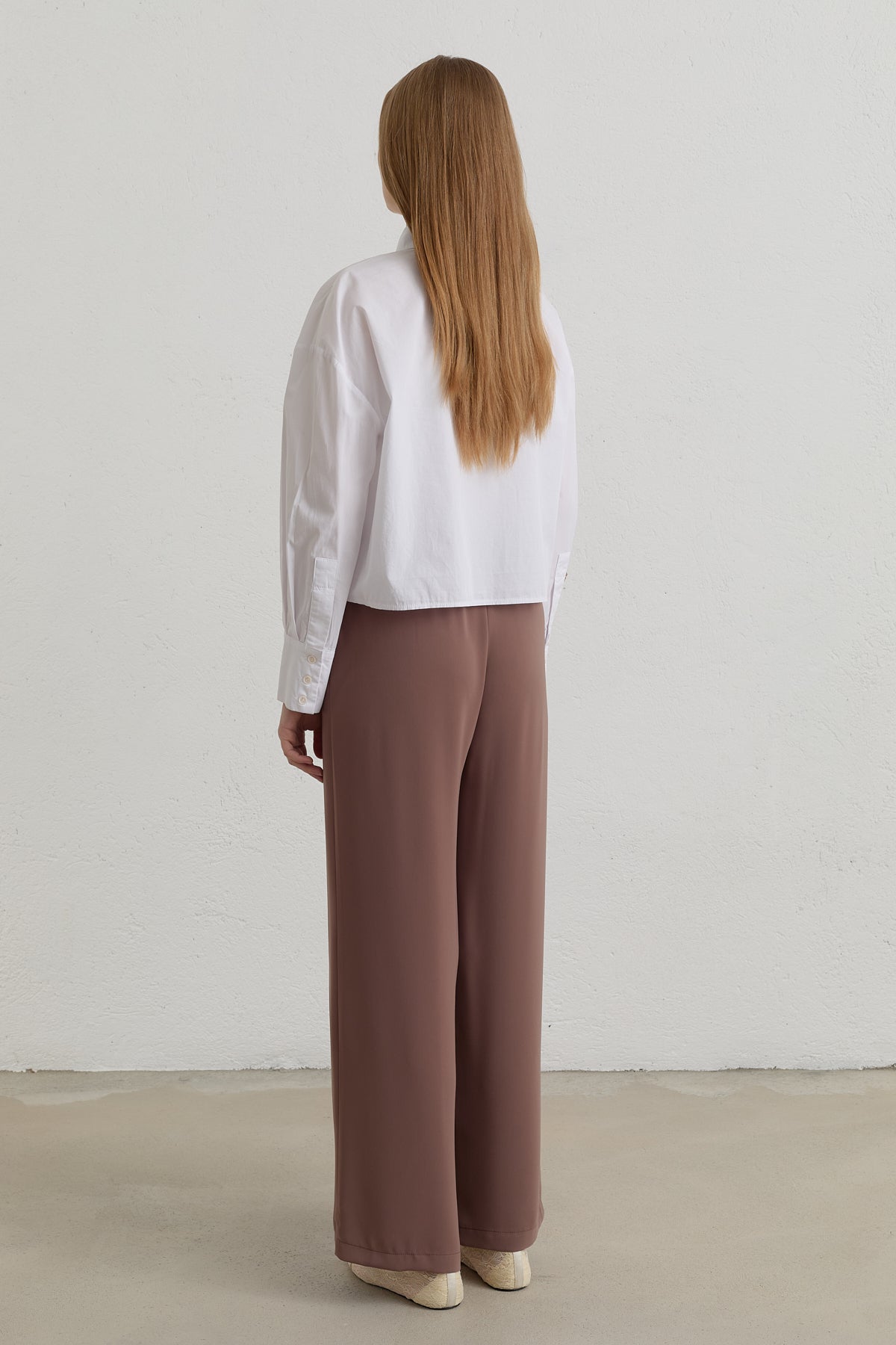 Beli Lastikli Bol Paça Basic Pantolon - Açık Kahve