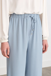 Beli Lastikli Bol Paça Pantolon - Açık Mavi