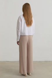 Beli Lastikli Bol Paça Basic Pantolon - Bej