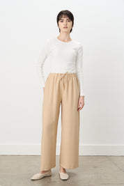 Beli Lastikli Bol Paça Pantolon - Camel