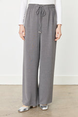Wide Leg Elastic Waist Trousers - Dark Grey