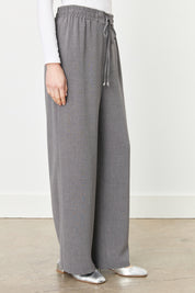Wide Leg Elastic Waist Trousers - Dark Grey