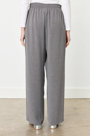 Wide Leg Elastic Waist Trousers - Dark Grey