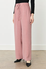 Wide-Leg Trousers with Elastic Waistband - Rose Pink
