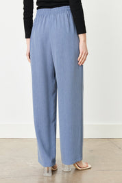 Wide-Leg Trousers with Elastic Waistband - Indigo