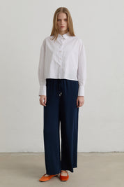 Beli Lastikli Bol Paça Basic Pantolon - Lacivert