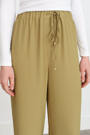 Beli Lastikli Bol Paça Pantolon - Olive