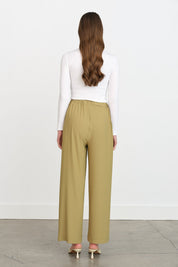 Beli Lastikli Bol Paça Pantolon - Olive