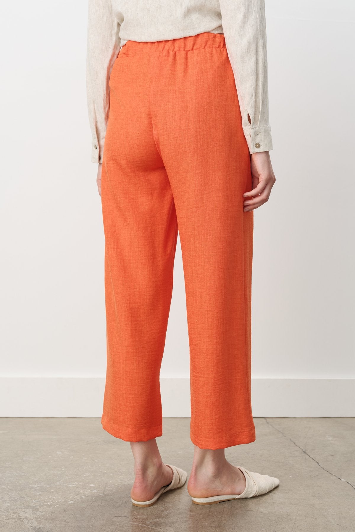Beli Lastikli Bol Paça Pantolon - Oranj