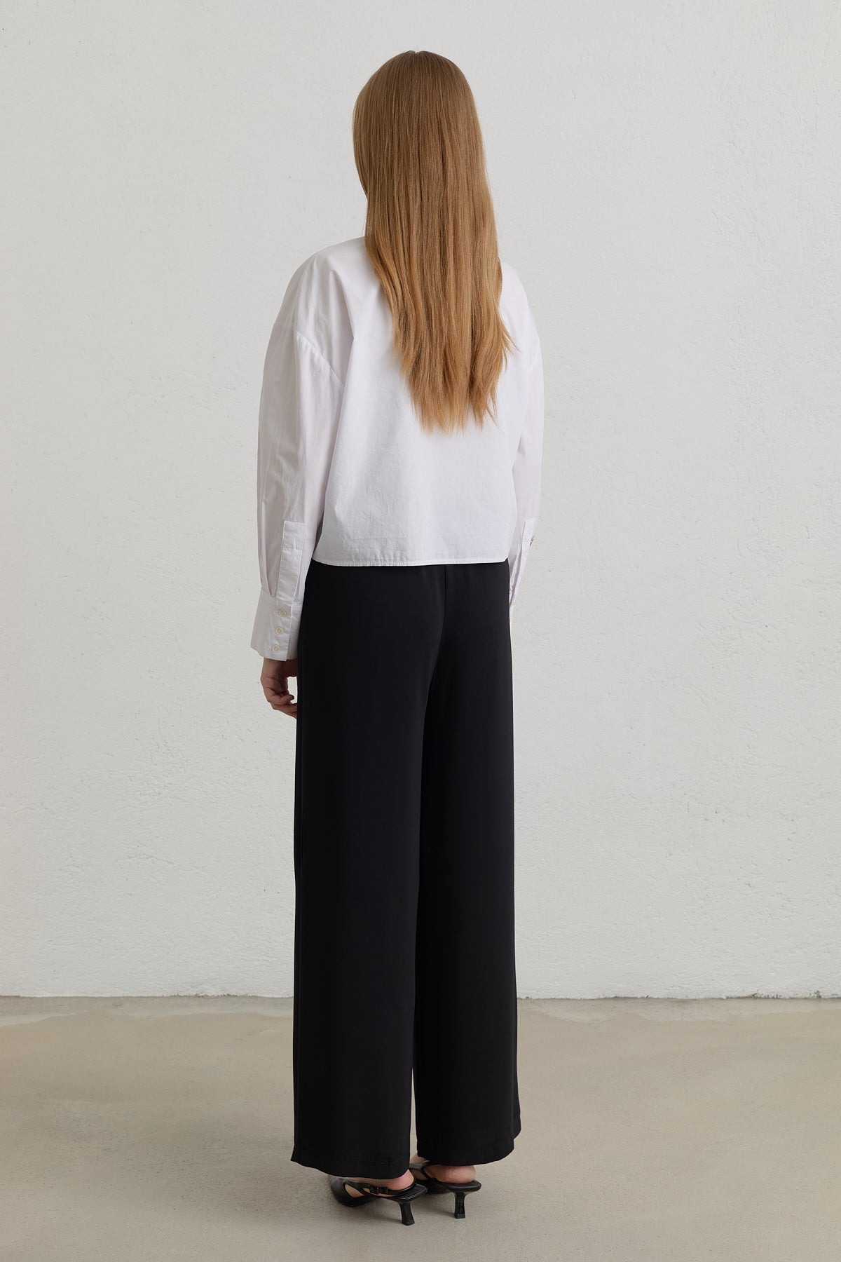 Beli Lastikli Bol Paça Basic Pantolon - Siyah