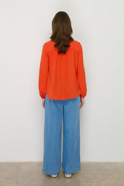 Elastic Waist Wide Leg Tencel Trousers - Ice