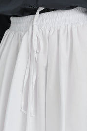Beli Lastikli Büzgülü Cotton Etek - Beyaz