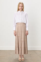 Gypsy Crash Skirt with Elastic Waistband - Beige