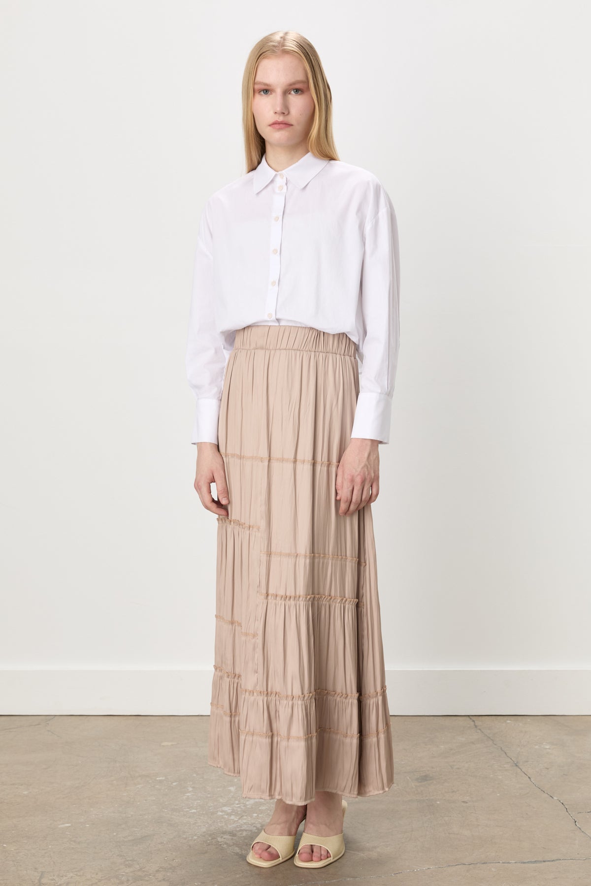 Gypsy Crash Skirt with Elastic Waistband - Beige