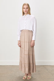 Gypsy Crash Skirt with Elastic Waistband - Beige