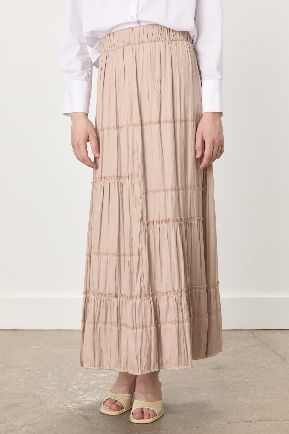 Gypsy Crash Skirt with Elastic Waistband - Beige