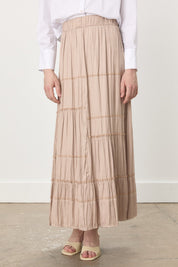 Gypsy Crash Skirt with Elastic Waistband - Beige