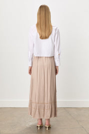 Gypsy Crash Skirt with Elastic Waistband - Beige