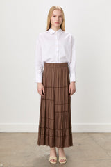 Elastic Waist Gypsy Crash Skirt - Brown