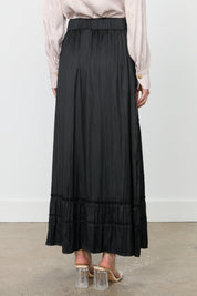 Elastic Waist Gypsy Crash Skirt - Black