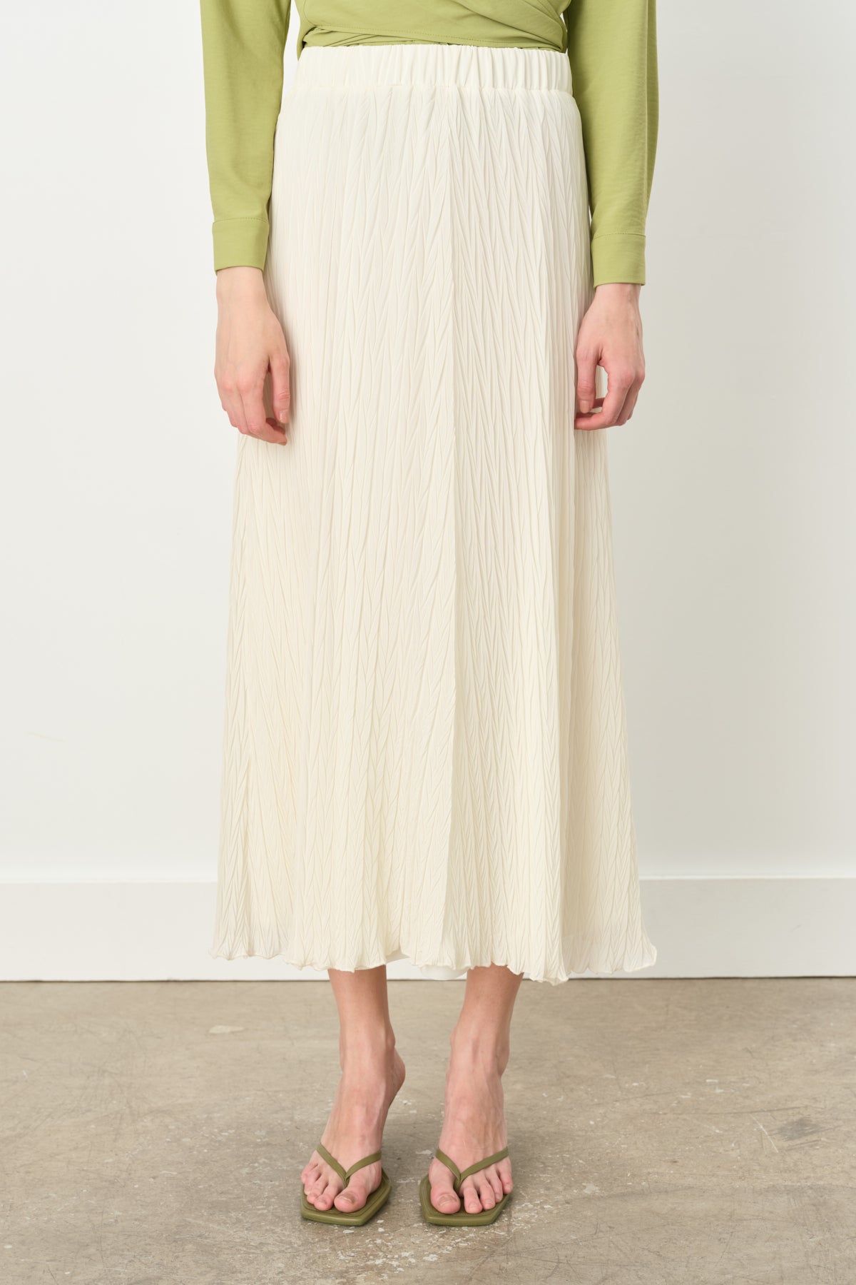 Elastic Waist Crash Skirt - Ecru