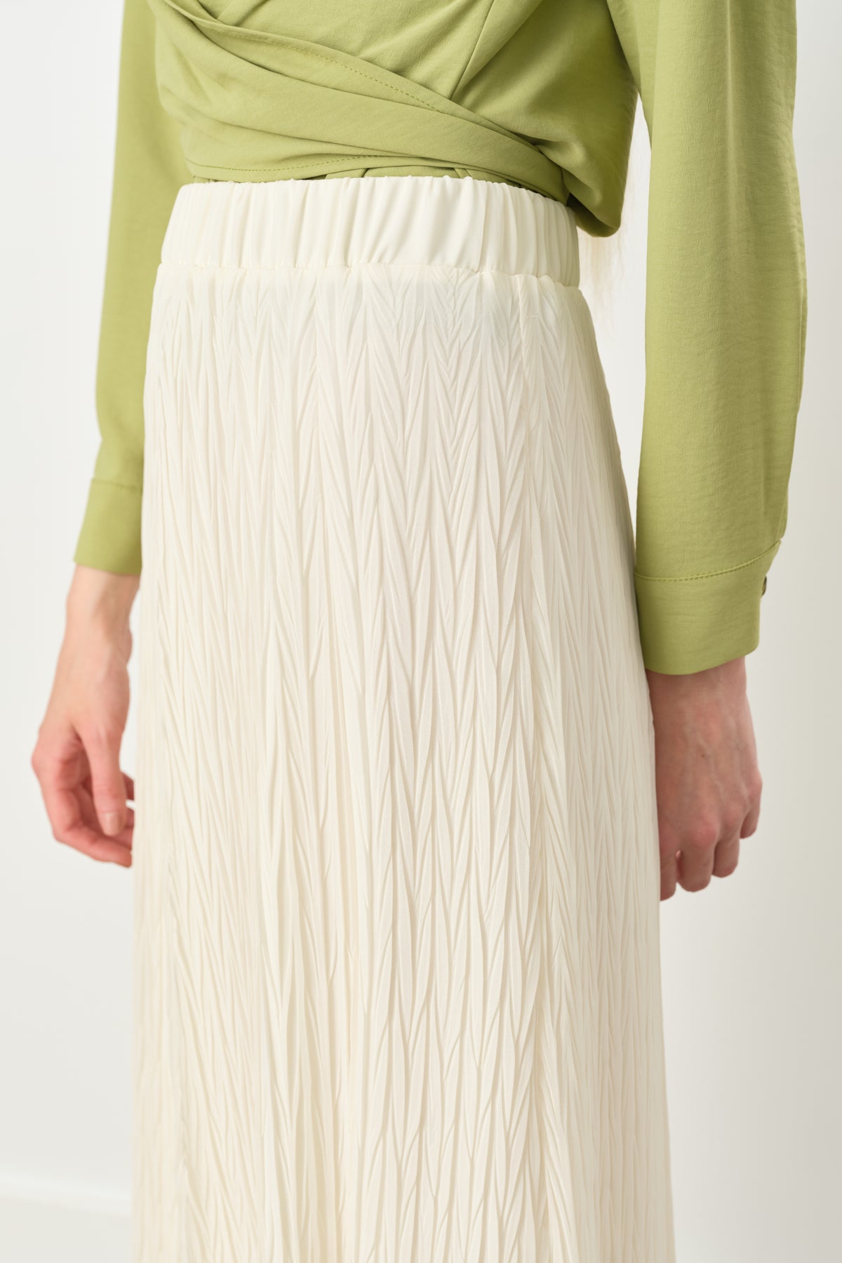Elastic Waist Crash Skirt - Ecru
