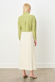 Elastic Waist Crash Skirt - Ecru