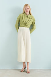 Elastic Waist Crash Skirt - Ecru