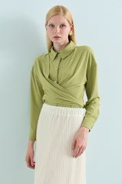 Elastic Waist Crash Skirt - Ecru