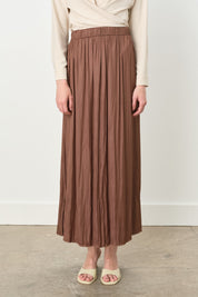 Elastic Waist Crash Skirt - Brown