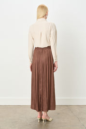 Elastic Waist Crash Skirt - Brown
