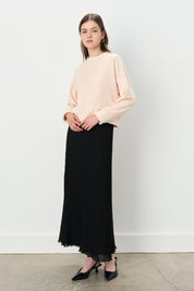 Elastic Waist Crash Skirt - Black
