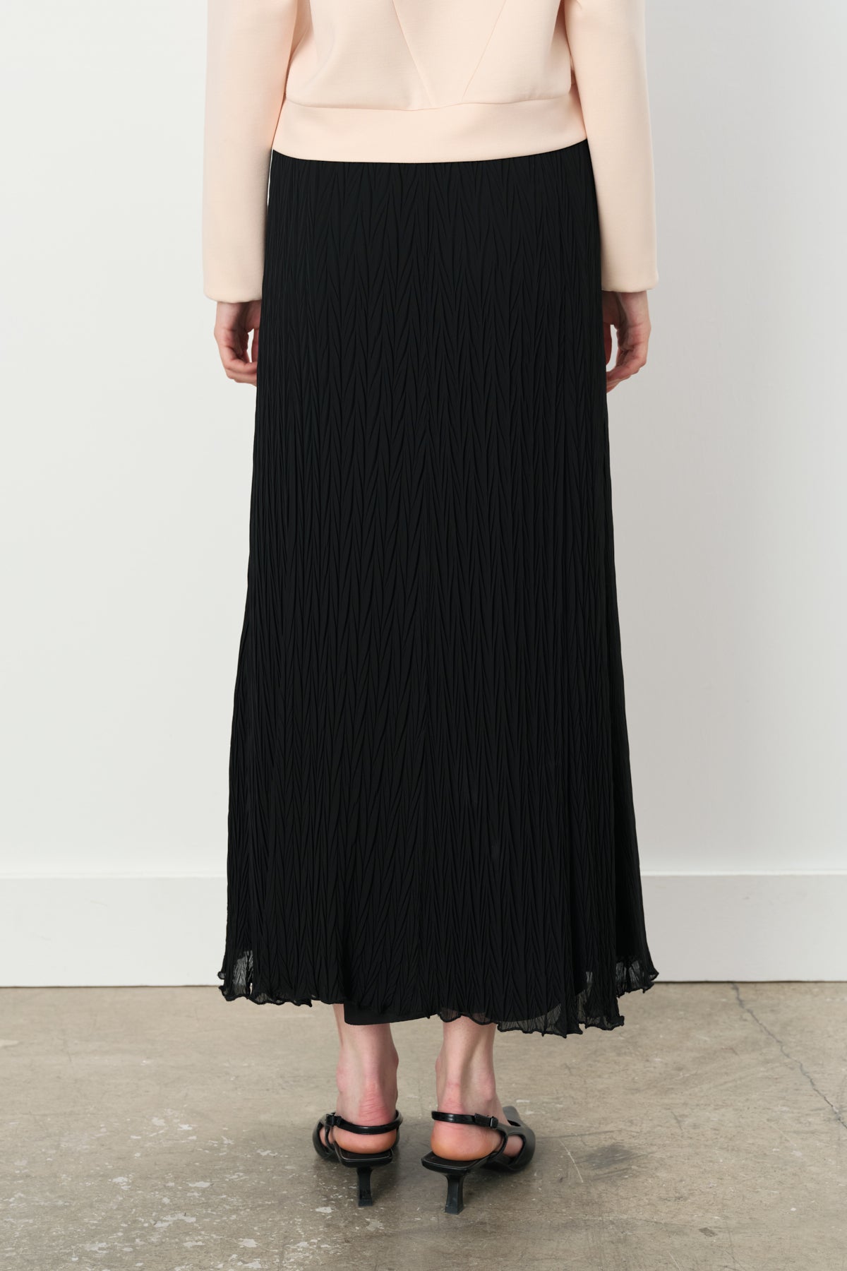 Elastic Waist Crash Skirt - Black