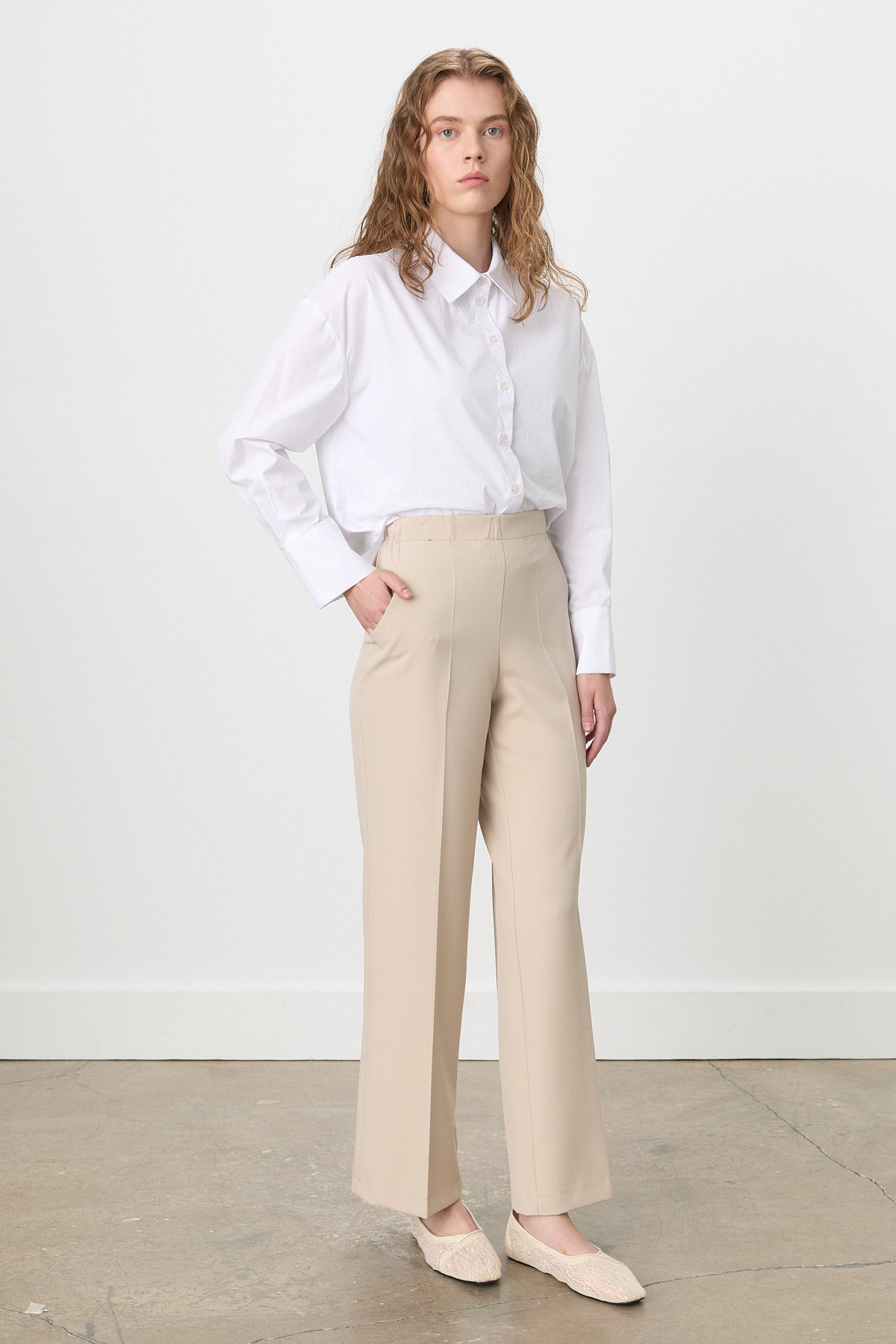 Beli Lastikli Culotte Pantolon - Bej