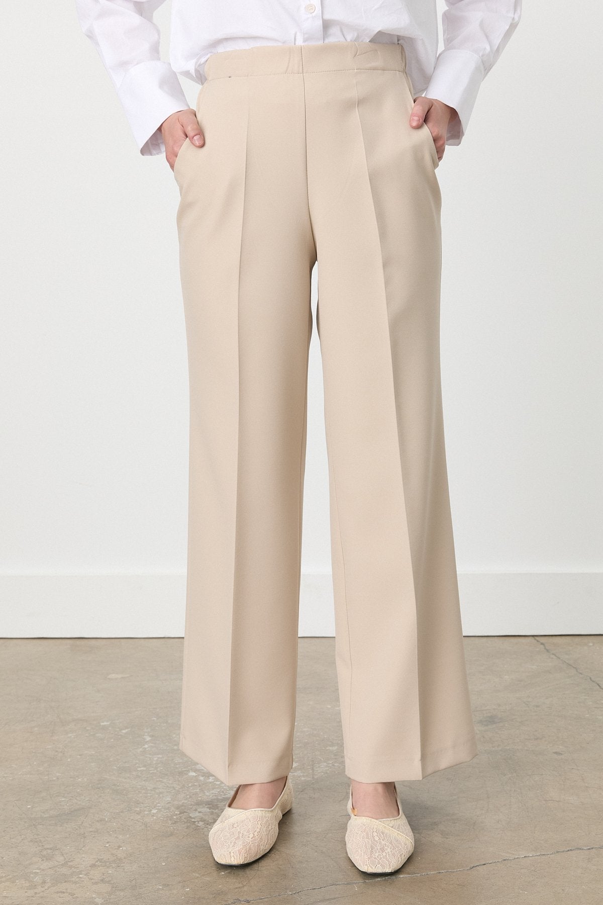 Beli Lastikli Culotte Pantolon - Bej