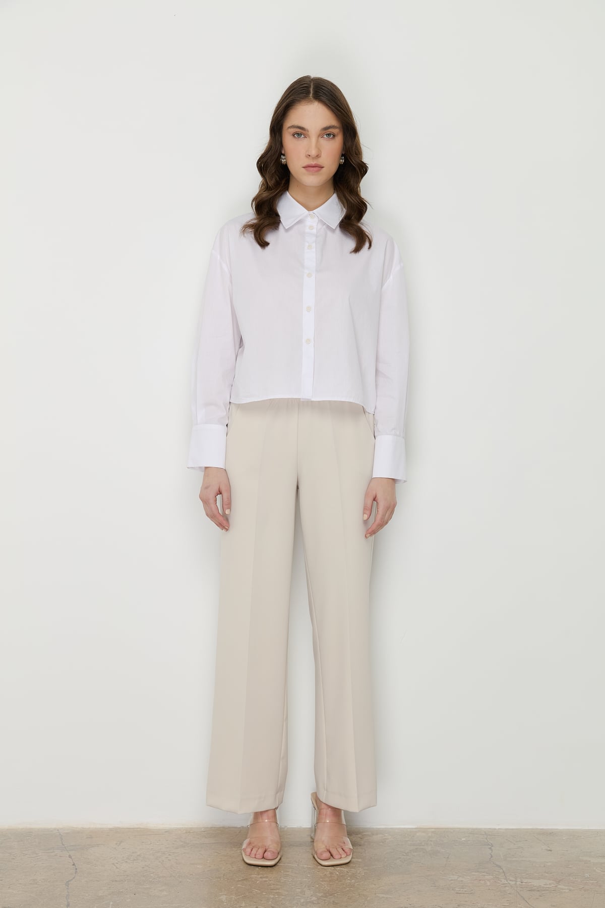 Beli Lastikli Culotte Pantolon - Gri