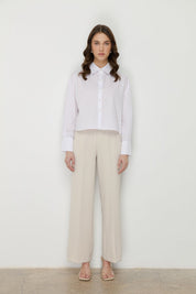 Beli Lastikli Culotte Pantolon - Taş