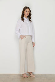Beli Lastikli Culotte Pantolon - Taş