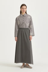 Elasticated Waist Denim Cotton Basic Skirt - Anthracite