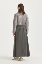 Elasticated Waist Denim Cotton Basic Skirt - Anthracite